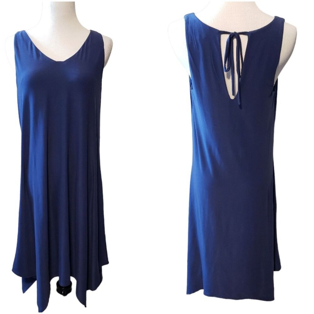 Soma Womens Sleeveless Navy Blue Dress‎ With V-Neck & Back Tie Detail size S